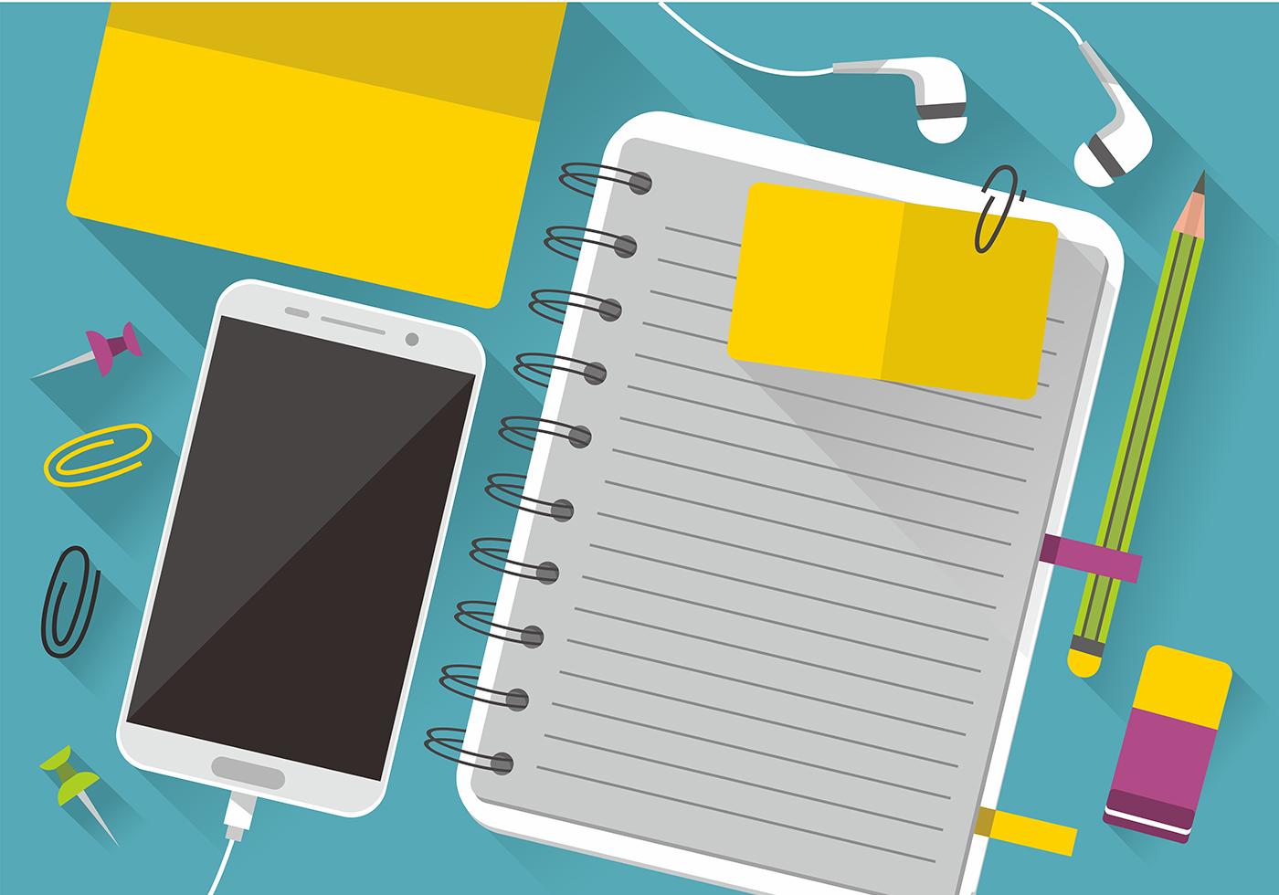 colorful-block-notes-and-smartphone-vector-design